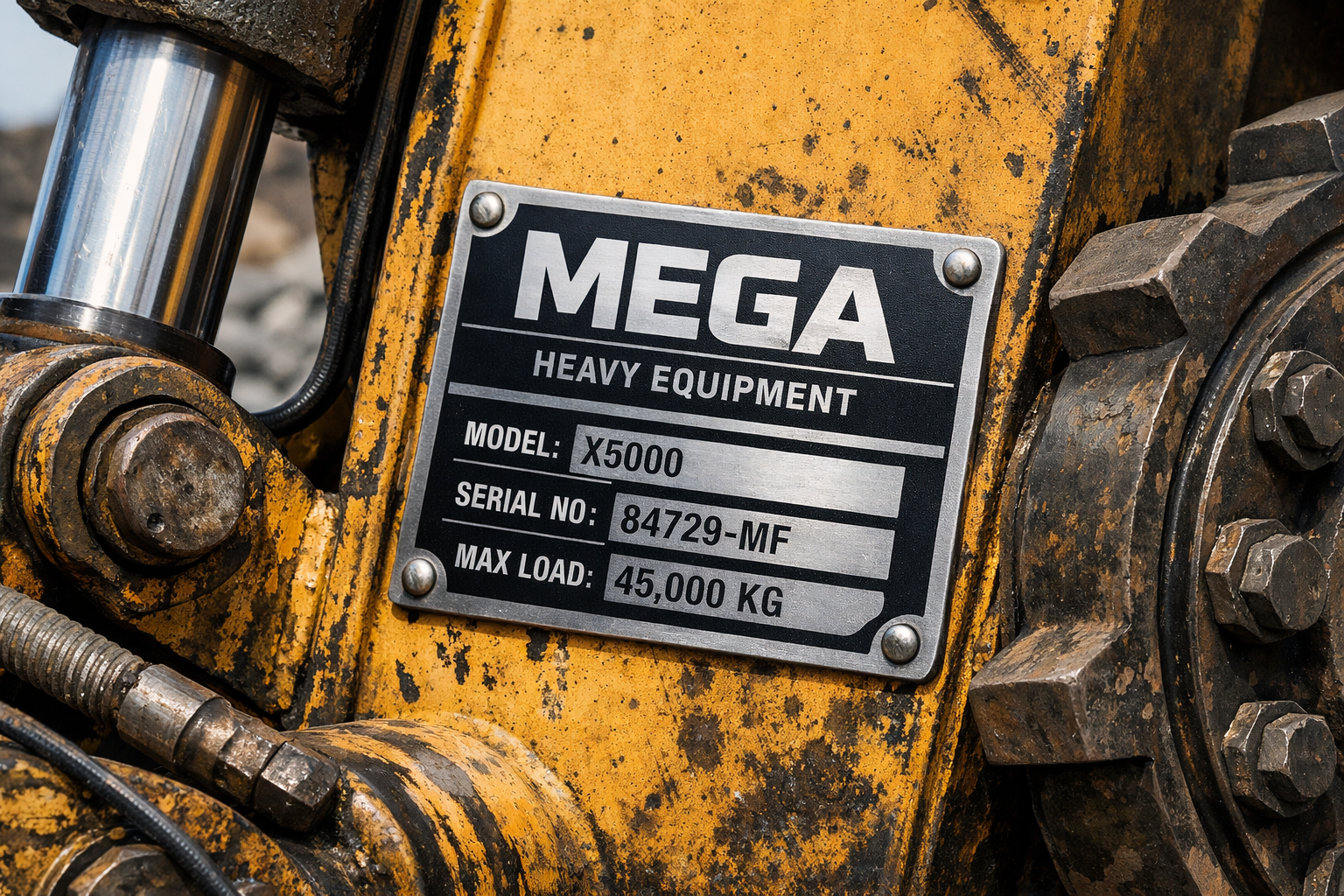 Mining equipment and heavy machinery with asset identification labels